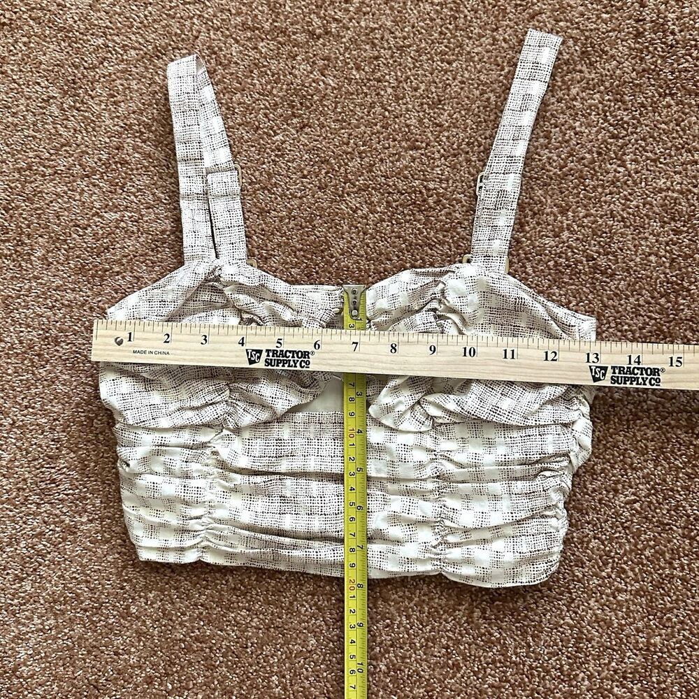 Anthropologie Mon Renn Crop Top Bustier XS 6 Ruched Keyhole Preppy Cottage Boho - Picture 7 of 7
